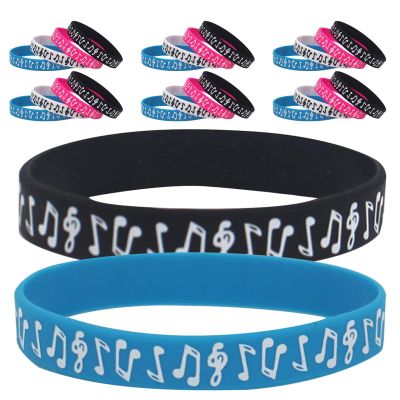 VINTORKY 40pcs Silicone Musical Note Bracelets for Events Colorful, Water Resistant Wristbands for Outdoor Music Parties and Festival Favors