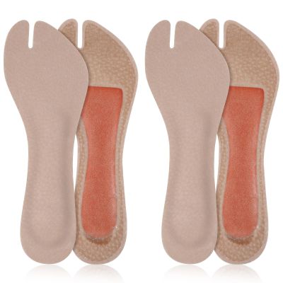 Mipcase Adhesive Sandal Inserts Cushioned Sandal Padding Inserts 2 Pairs with Arch Cushioning Pads, Nonslip Artificial Leather Foot Insoles Beige for Women for Beach and Casual Wear