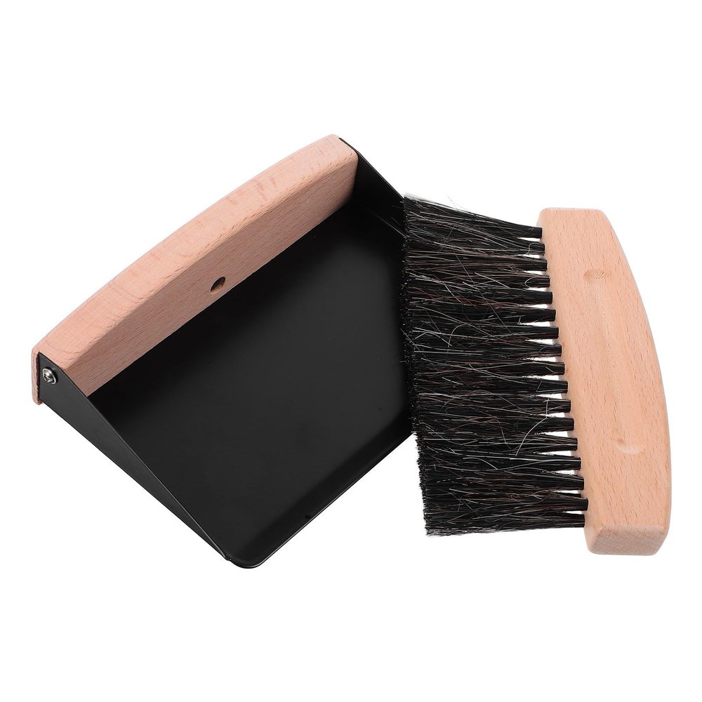 NineLife Basics Portable Mini Broom and Dustpan Set with Detachable Design, Lightweight Iron and Beech Material, Compact Handheld Cleaning Kit for Desktop and Bookshelf Use
