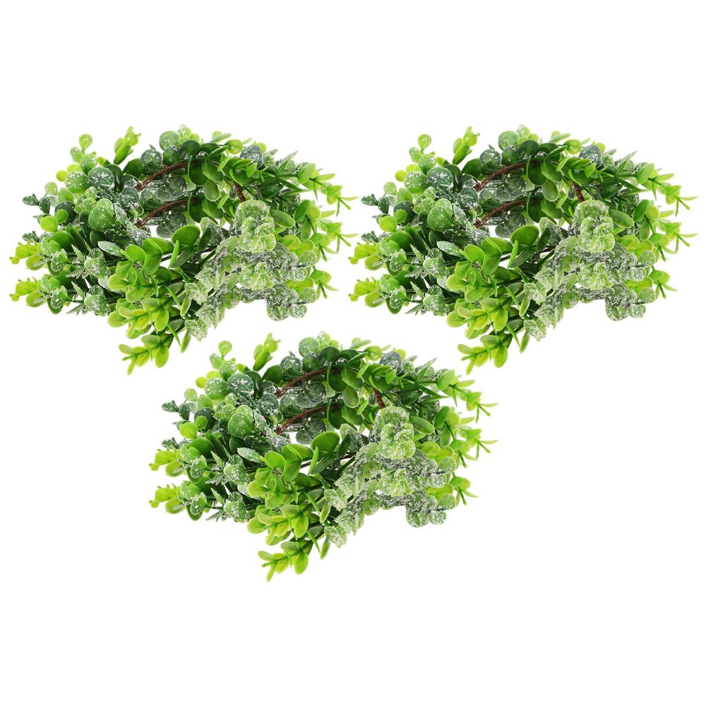 Anneome 6pcs Decorative Greenery Rings with Faux Eucalyptus Leaves, Rustic Candle Wreaths for Table Decor, Soft Matte Finish Plastic and Iron Material, for Wall Hanging and Party Use