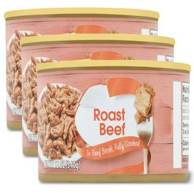 Great' Value Roast Beef in Broth, 12 oz Can, Pack of 3