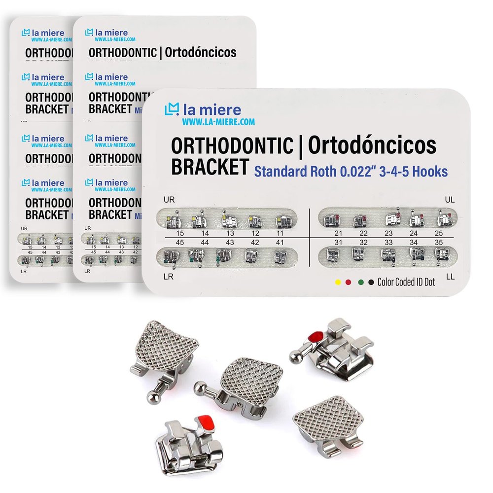 1000PCS Orthodontic Metal Brackets Standard Roth 0.022 3-4-5 Hook 50Pks