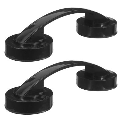 TOYANDONA 2pcs Black Plastic Suction Cup Grab Handles for Refrigerator Drawer and Bathroom Mirror Doors, No-Drill Installation, Easy Removal, for Shower and Temporary Stays