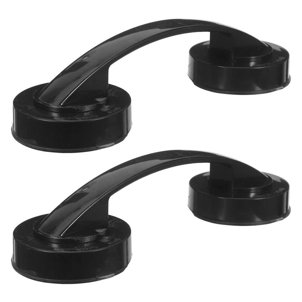 TOYANDONA 2pcs Black Plastic Suction Cup Grab Handles for Refrigerator Drawer and Bathroom Mirror Doors, No-Drill Installation, Easy Removal, for Shower and Temporary Stays