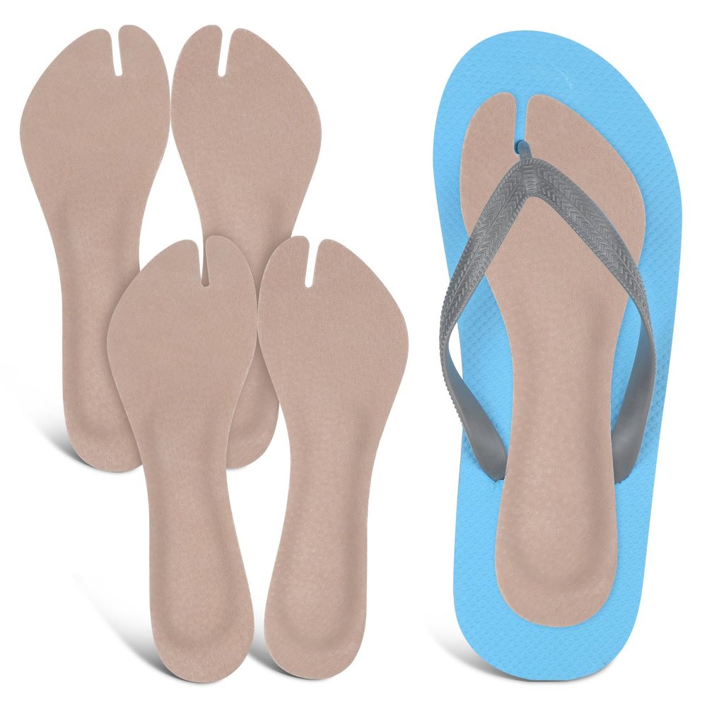 VILLFUL 2 Pairs Beige Adhesive Sandal Insoles for Women, Easy to Cut Cushioned Inserts with Padded Comfort, Artificial Leather and Plastic Material, for Comfortable Footwear