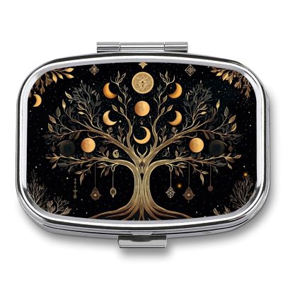 Bohemian Mandala Square Pill Box Metal 2.2x1.6 Inch,Medicine Storage Case Compact Travel Pill Organizer Pocket Pill Container for Daily Medication Vitamins Pills