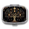 Bohemian Mandala Square Pill Box Metal 2.2x1.6 Inch,Medicine Storage Case Compact Travel Pill Organizer Pocket Pill Container for Daily Medication Vitamins Pills view 1