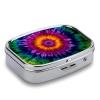 Boho Colorful Mandala Square Pill Box Metal 2.2x1.6 Inch,Medicine Storage Case Compact Travel Pill Organizer Pocket Pill Container for Daily Medication Vitamins Pills view 3