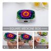 Boho Colorful Mandala Square Pill Box Metal 2.2x1.6 Inch,Medicine Storage Case Compact Travel Pill Organizer Pocket Pill Container for Daily Medication Vitamins Pills view 4