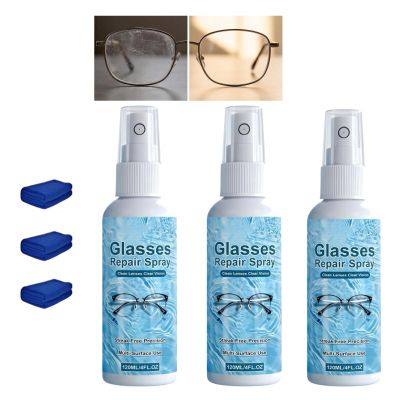 Eyeglass scratch repair spray long lasting lens cleaner, Dust removal protective spray for resin glass metal sunglasses car window, practical accessory for daily use(1Pcs,120ml)
