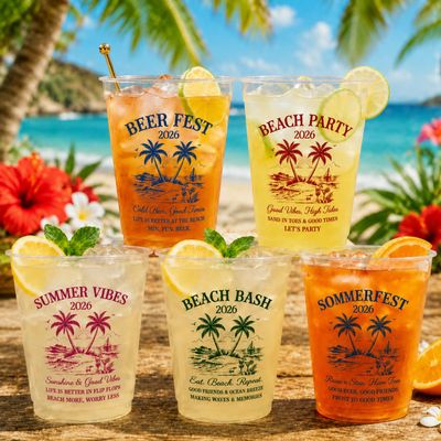 Custom Photo Cups for Party, Personalized Text Plastic Cups 12/16 oz Disposable Drinkware for Birthday Wedding Graduation Engagement Party Favors 5-100pcs (Style 2)