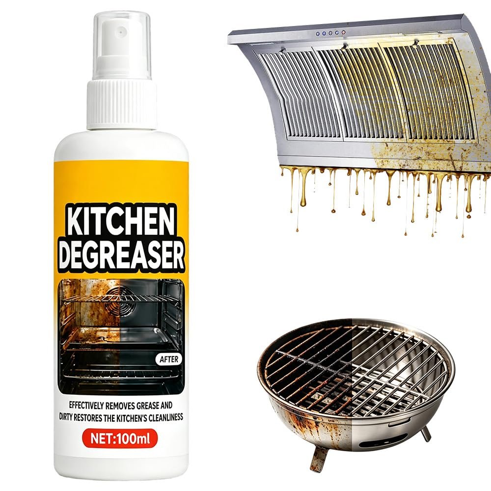 asfanst BBQ Grill Cleaner Spray, Heavy Duty Kitchen Degreaser Spray for Grill, Oven, Stove, Multi-Surface Grease Removal Spray for Home & Outdoor Cooking (1)