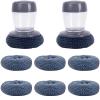 2 Pcs Automatic Soap Dispensing Dish Brush Set, with 6 PET Replacement Heads, Steel Wire Scrubber for Pots, Pans, Sinks, Tiles, Non-Scratch Cleaning Tool, 3.5 x 3.9 in / 9 x 10 cm view 1