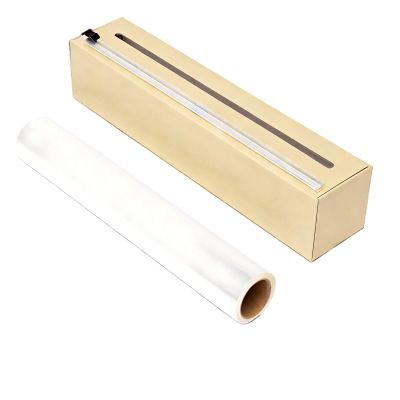 Plastic Wrap Dispenser with Cutter, Strong Attachment Force, Boxed Kitchen Organizer, 11.8 in x 328 ft Food-Safe PE Cling Film, Slide Cutter, 100 Meter Length, Long-lasting