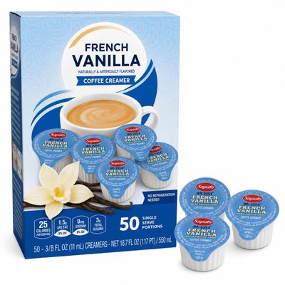 French Vanilla Creamer Singles 50 Count Liquid Creamer Singles,