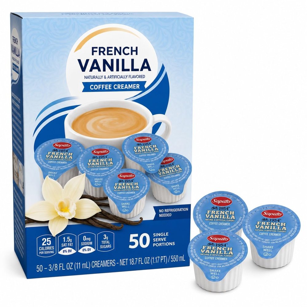French Vanilla Creamer Singles 50 Count Liquid Creamer Singles,