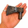 Viking Axe Head Walking Cane Topper, Solid Brass, Antique Bronze Finish, Bird & Celtic Knot Design, 3.74 x 2.95 Inches view 1