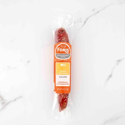 Foris Extraordinary Meats Salami No. 1 Cured Ref 9 Packs 4 Ounce, Cheese & Chardonnay Rich Creamy Creation Flavored with Garlic Fresh Sage