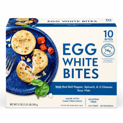 Quick & Protein-Packed Egg White Bites Sous Vide Breakfast with Fire Roasted Red Bell Pepper, Spinach & 3 Cheeses, Ready in Minutes, 14g Protein per Serving, 10 Count, 21 oz (1.31 lb)