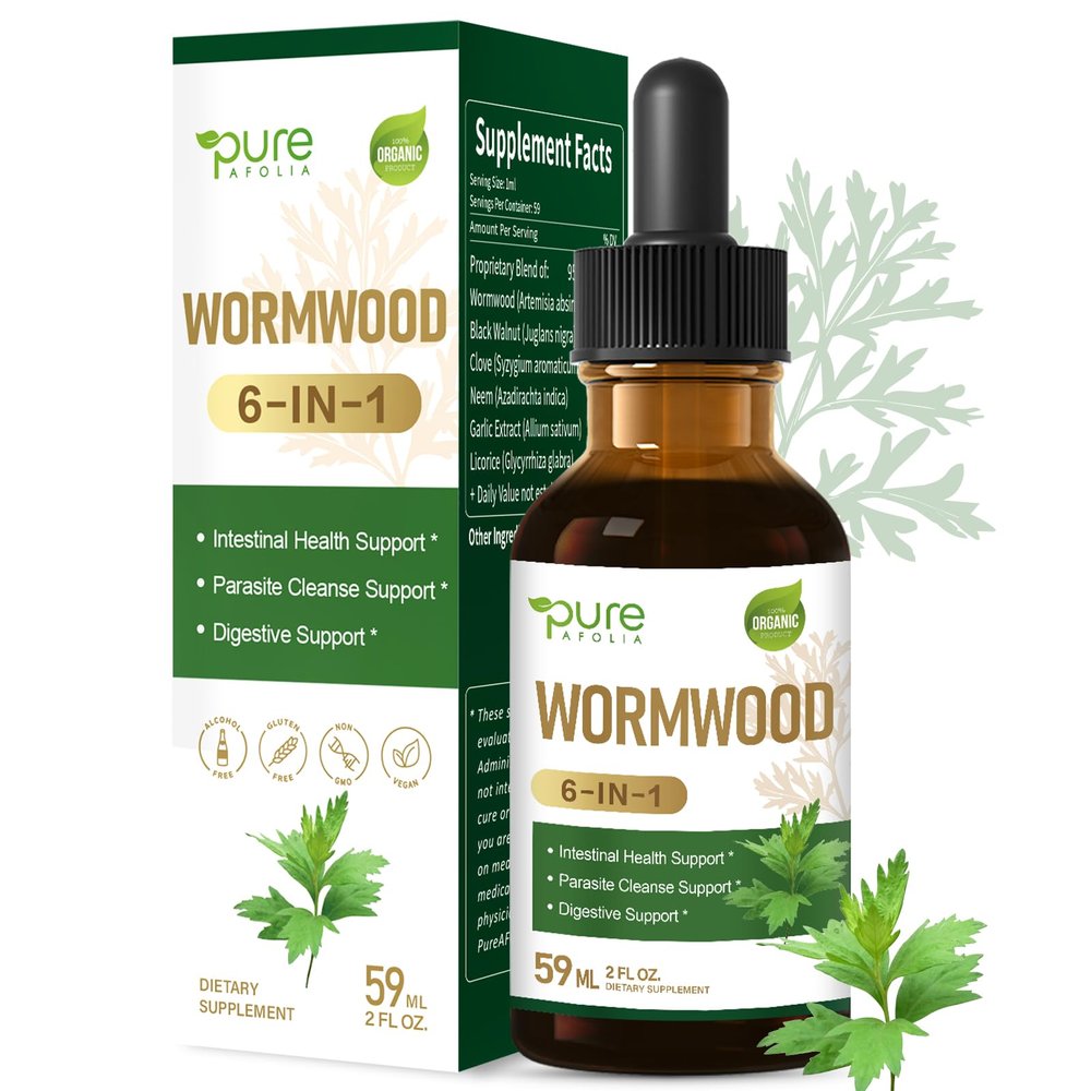 Pure AFOLIA Wormwood Drops for Intestinal & Gut Cleanse suppport, 2 oz