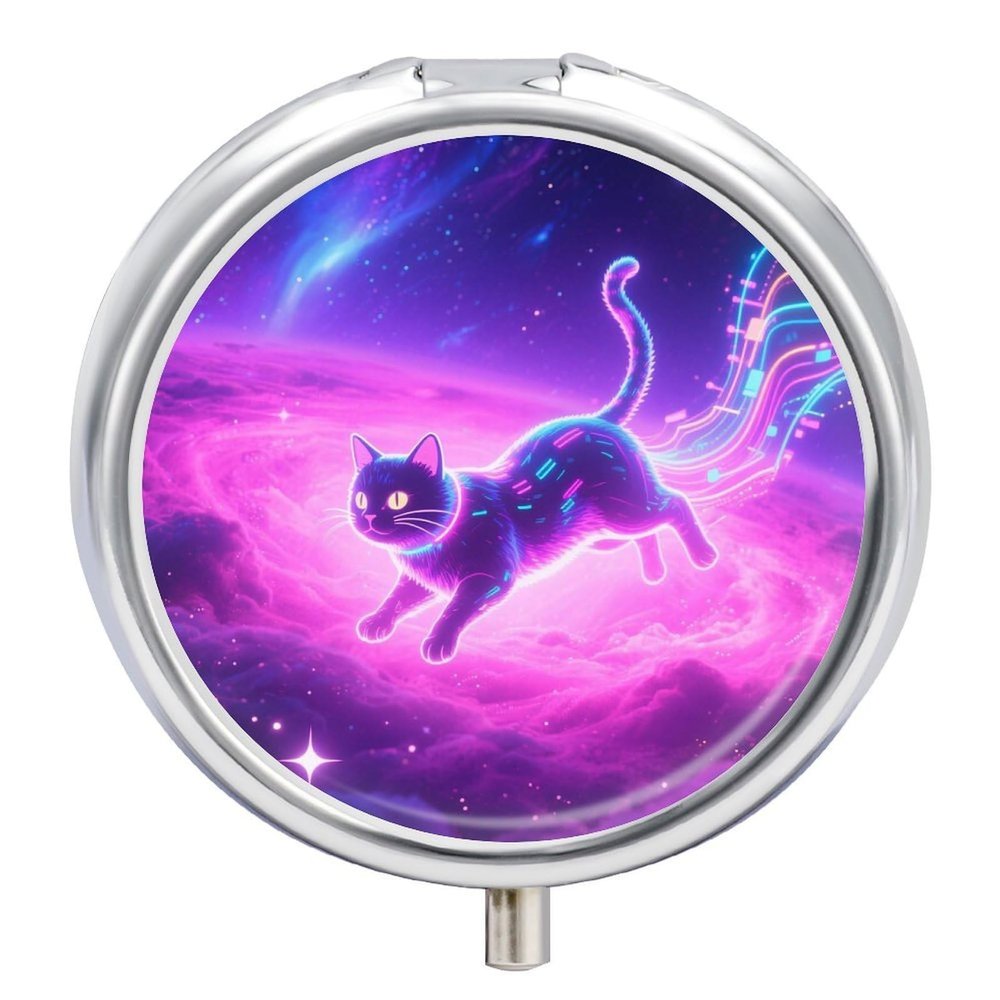 Vapor Cat Pill Box Portable Pill Case for Pocket Purse
