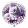 White Cat Pill Box Travel Pill Case for Purse Pocket view 1
