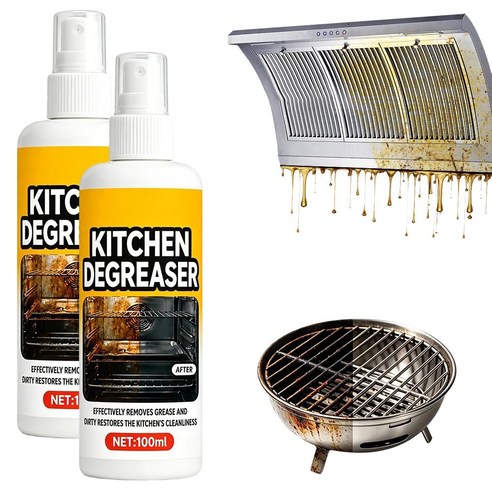 Greasekiller Spray,Bbq Cleaner and Degreaser, Grill Cleaner Spray Degreaser Spray, Fast-Acting Grease Removal, Effectively Removes Grease For Bbq Grate,Grill Lid, Oven And Smokers (2)