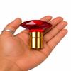Crystal Diamond Walking Cane Topper, Red, Gold Polished Finish, Metal & Crystal, 2.05 x 2.95 inch, Universal Fit for Sticks & Rods view 1