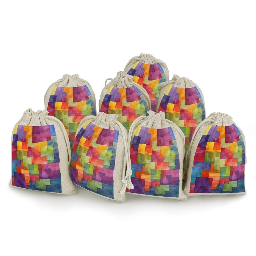 WSOIHFEC Bright Colors Abstract Burlap Bags Gift Bag Drawstring Pouch