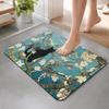 PUXTKE DAZQW Bath Mat,Diatomaceous Earth Shower Mats Black Cat on Branches Non-Slip Bathroom Rug Absorbent Quick Drying Diatomite Stone Door Mat,16x24in Oil Style Cute Kitty Washable Doormats view 1