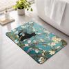 PUXTKE DAZQW Bath Mat,Diatomaceous Earth Shower Mats Black Cat on Branches Non-Slip Bathroom Rug Absorbent Quick Drying Diatomite Stone Door Mat,16x24in Oil Style Cute Kitty Washable Doormats view 2