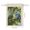 WSOIHFEC Blue Green Parakeets Burlap Bags Gift Bag Drawstring Pouch view 2