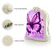 WSOIHFEC Purple Butterfly Burlap Bags Gift Bag Drawstring Pouch view 3