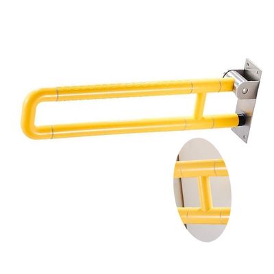 JDXQBLD Bathroom Handles Bathroom Grab Bar Stainless Steel Folding Bathroom Grab Bar U-Shaped Support Rails Safety Handrail Nylon Outer Tube Elderly Toilet Handle Bathtub Yellow 75Cm-