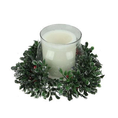 6" Boxwood with Berry Tipped Christmas Centerpiece Decoration