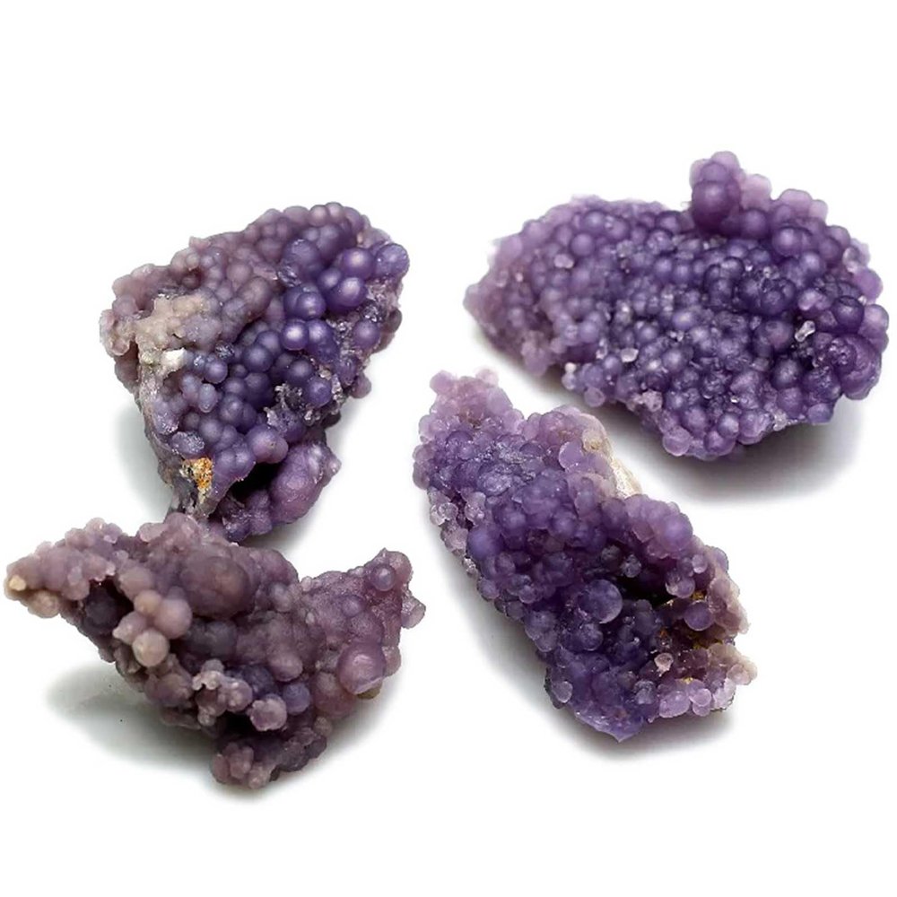 UAISDYEI 4pcs Natural Grape Agate Geodes Healing Crystal Cluster