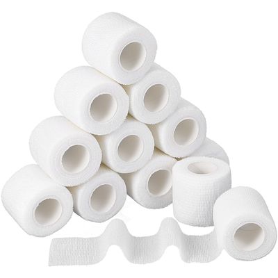 HONMEET Self Adhesive Bandage Wrap Soft Non-Woven Fabric White 12 Rolls Elastic Sports Wrap Providing Stable Support Wrist Tape for Athletic Use