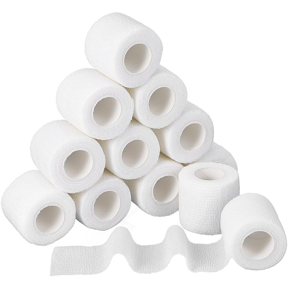 HONMEET Self Adhesive Bandage Wrap Soft Non-Woven Fabric White 12 Rolls Elastic Sports Wrap Providing Stable Support Wrist Tape for Athletic Use