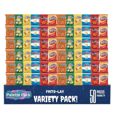 Frio L@y Classic Mix Variety Pack Chips, Assorted Snack Chips Variety Pack, Classic Potato Chips, Corn Chips & Pretzels, Individual 1 oz Bags, Party Size, 50 Count