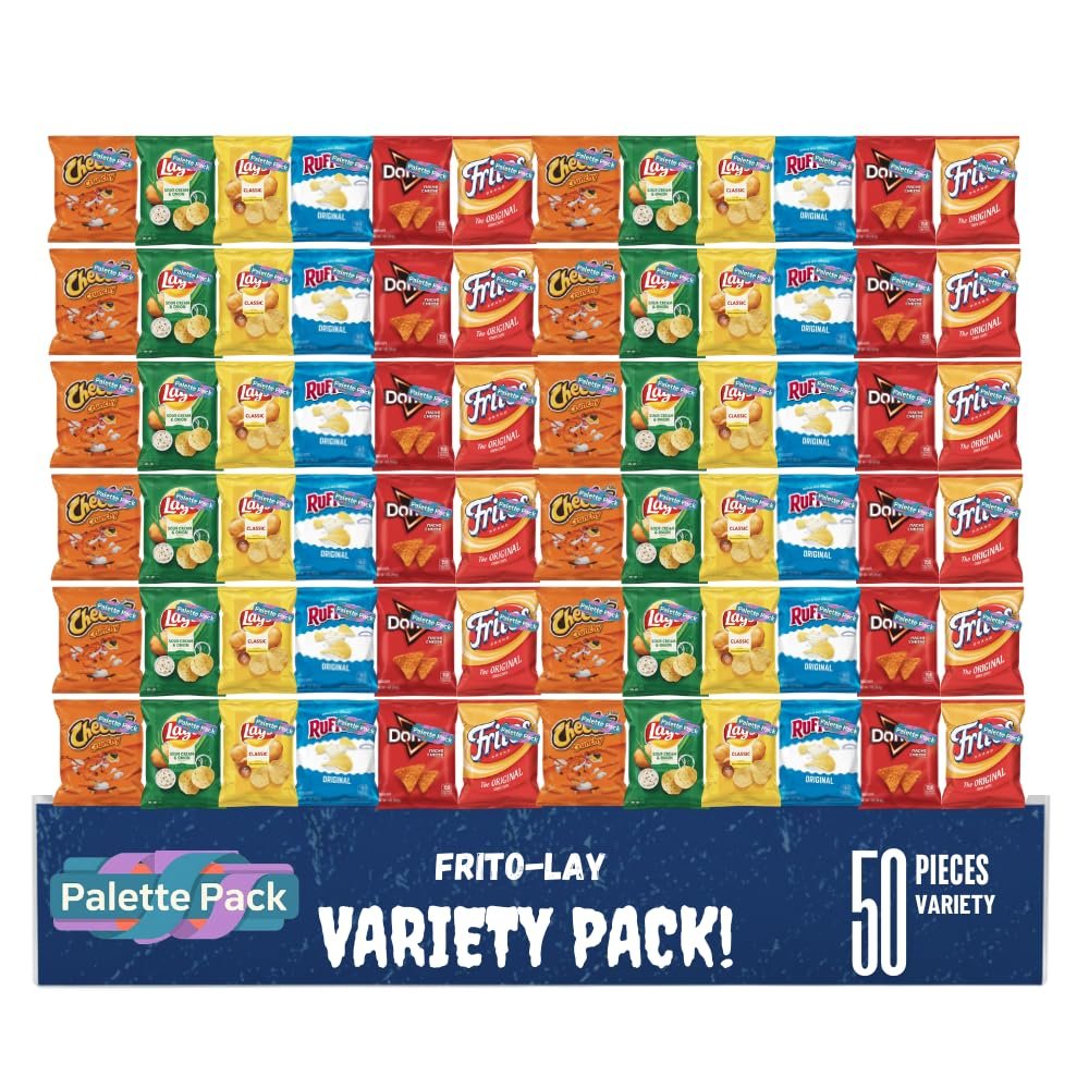 Frio L@y Classic Mix Variety Pack Chips, Assorted Snack Chips Variety Pack, Classic Potato Chips, Corn Chips & Pretzels, Individual 1 oz Bags, Party Size, 50 Count