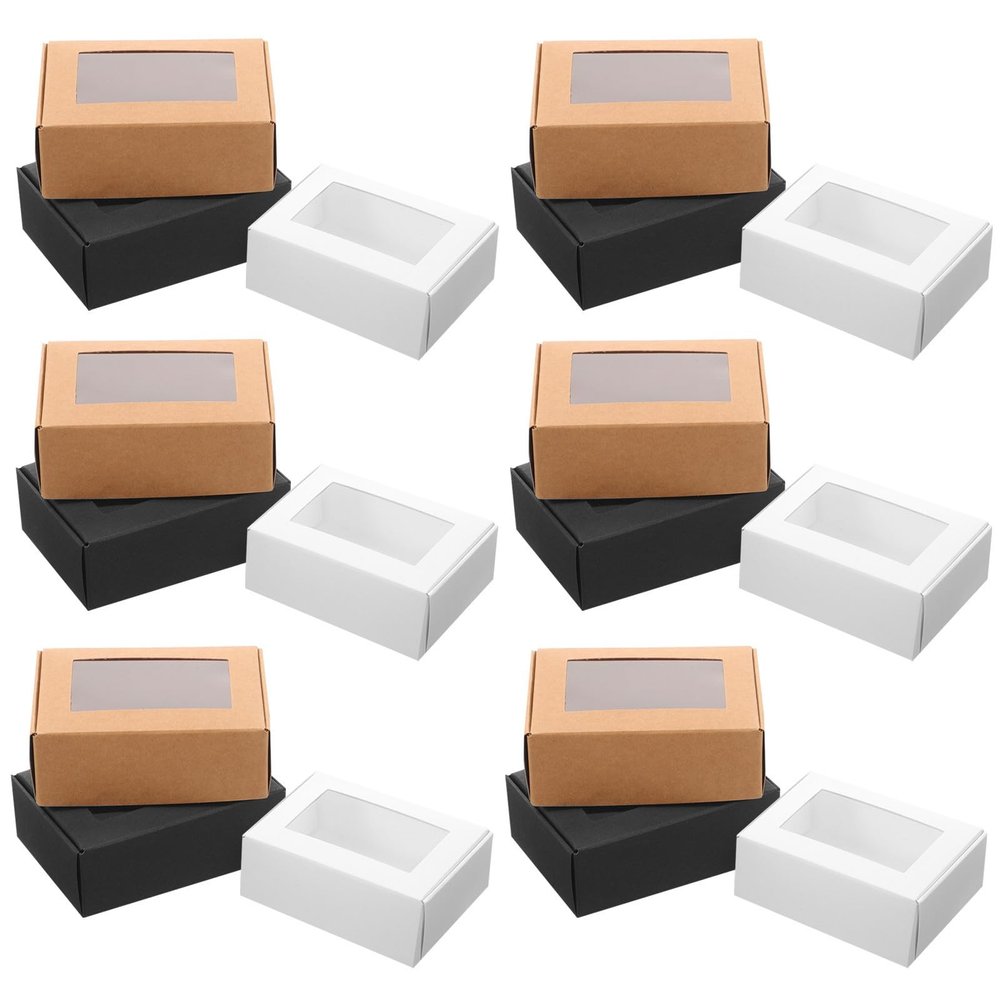 IWOWHERO 30pcs Paper Soap Boxes with Window for Homemade Soap Packaging with Smooth Surface Simple and Elegant Design for Small Items Gift Wrapping