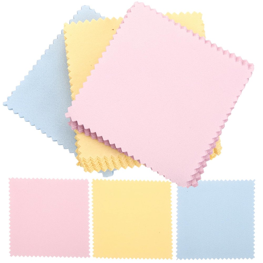 Veemoon 60pcs Double-Sided Pile Soft and Washable Cleaning Cloths for Glasses, Jewelry, Laptop Screens, and Camera Lenses Sturdy Eyeglasses and Polishing Wipes Random Color