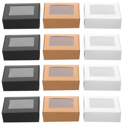 LALAFINA Portable Soap Boxes and Small Items Storage Paper Material 30pcs with Window for Soap Packaging Simple Elegant Design for Household and Gift Wrapping