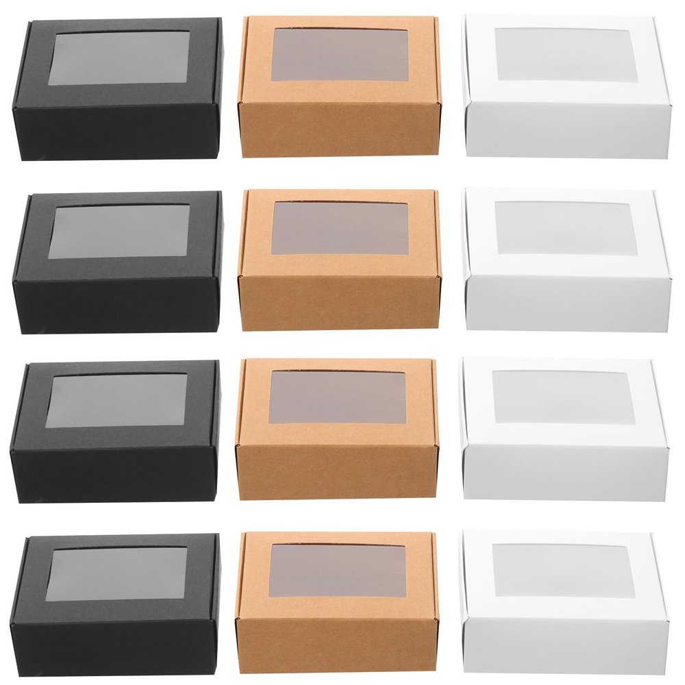 LALAFINA Portable Soap Boxes and Small Items Storage Paper Material 30pcs with Window for Soap Packaging Simple Elegant Design for Household and Gift Wrapping