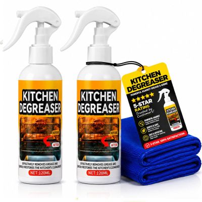 WVCYZY Kitchen Degreaser Spray Grill- 120ml, Kitchen Grease Cleaner, Effectively Removes Grease for BBQ Grate,Grill Lid,Stovetop,Oven,Range Hood (A-2PCS)