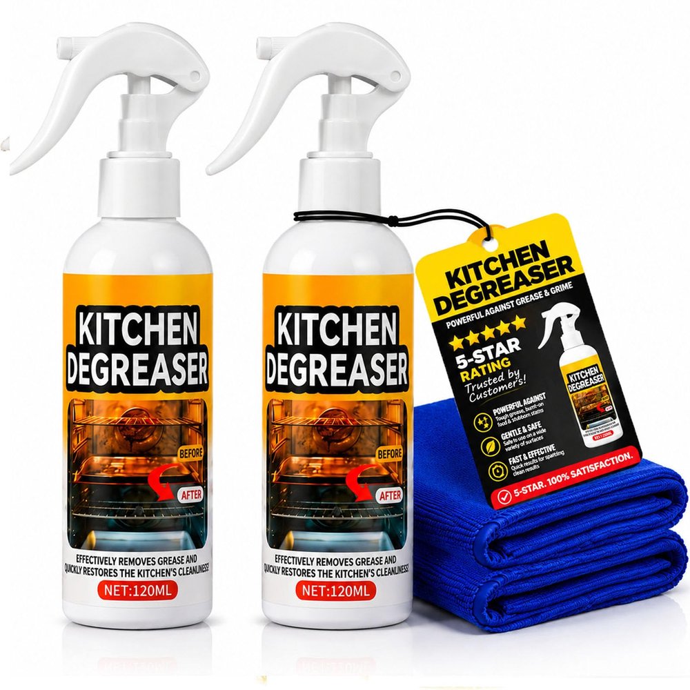WVCYZY Kitchen Degreaser Spray Grill- 120ml, Kitchen Grease Cleaner, Effectively Removes Grease for BBQ Grate,Grill Lid,Stovetop,Oven,Range Hood (A-2PCS)