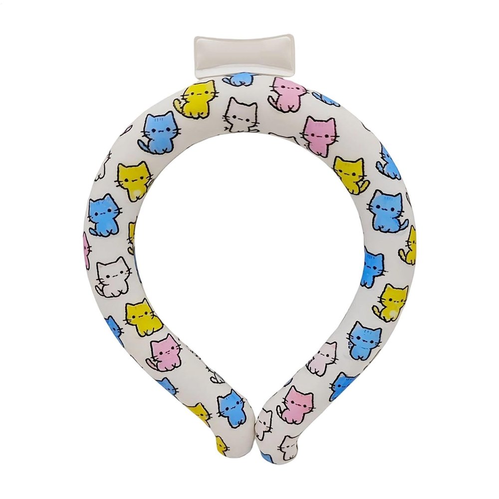 Cute Cat Pattern Neck Cooling Tube, Hands Free Wearable Body Coolers for Hot Weather, Reusable Gentle Cooling Wrap for Indoor & Outdoor
