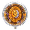 Mystical Sun and Moon Round Pill Box with Mirror, Portable 3 Compartment Medicine Case Travel Vitamin Holder Compact Tablet Storage Container for Purse Pocket Daily Use view 1