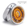 Mystical Sun and Moon Round Pill Box with Mirror, Portable 3 Compartment Medicine Case Travel Vitamin Holder Compact Tablet Storage Container for Purse Pocket Daily Use view 2