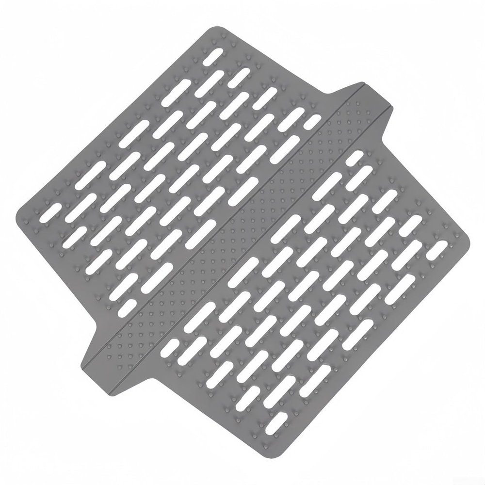 Non-Slip Silicone Sink Saddle Mat, Heat Resistant Kitchen Sink Protector Divider for Double Basins, Grey